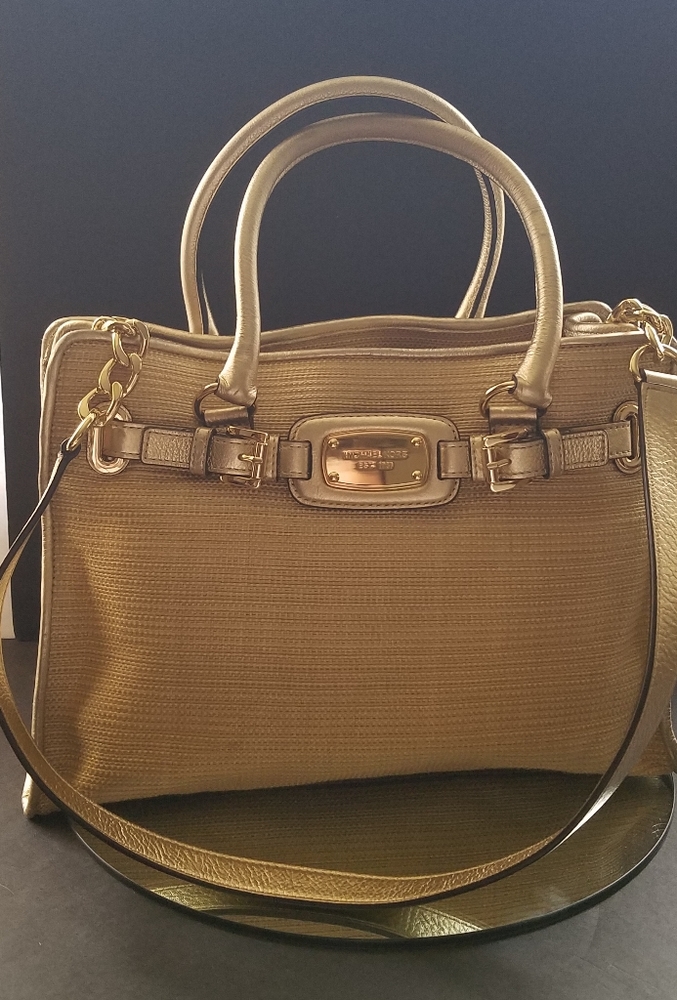 Mk Hamilton Straw/Gold Tote
